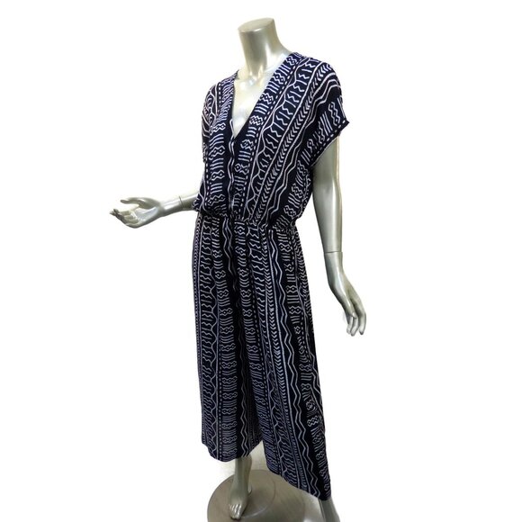 World Market Jumpsuit Corset  S-M Back Black White Tribal Mudprint Style Relaxed - Picture 5 of 8